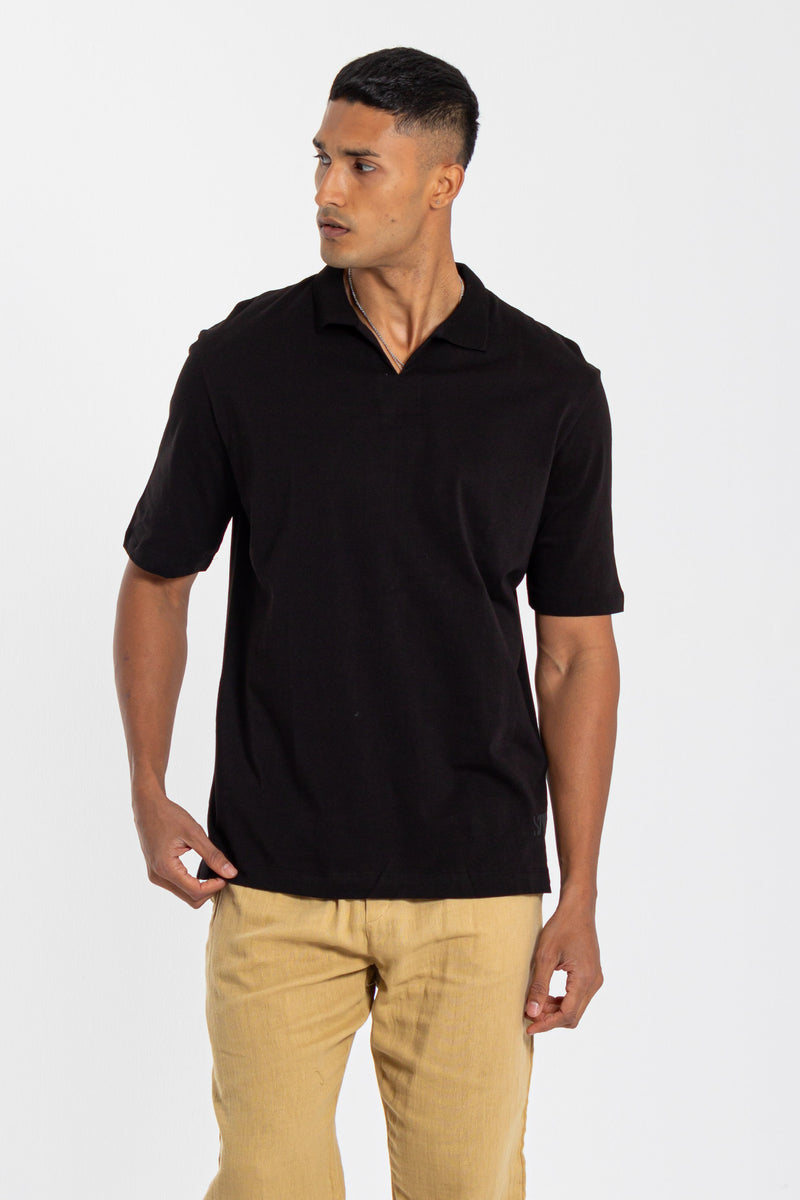 TEXTURED OVERSIZE POLO SHIRT