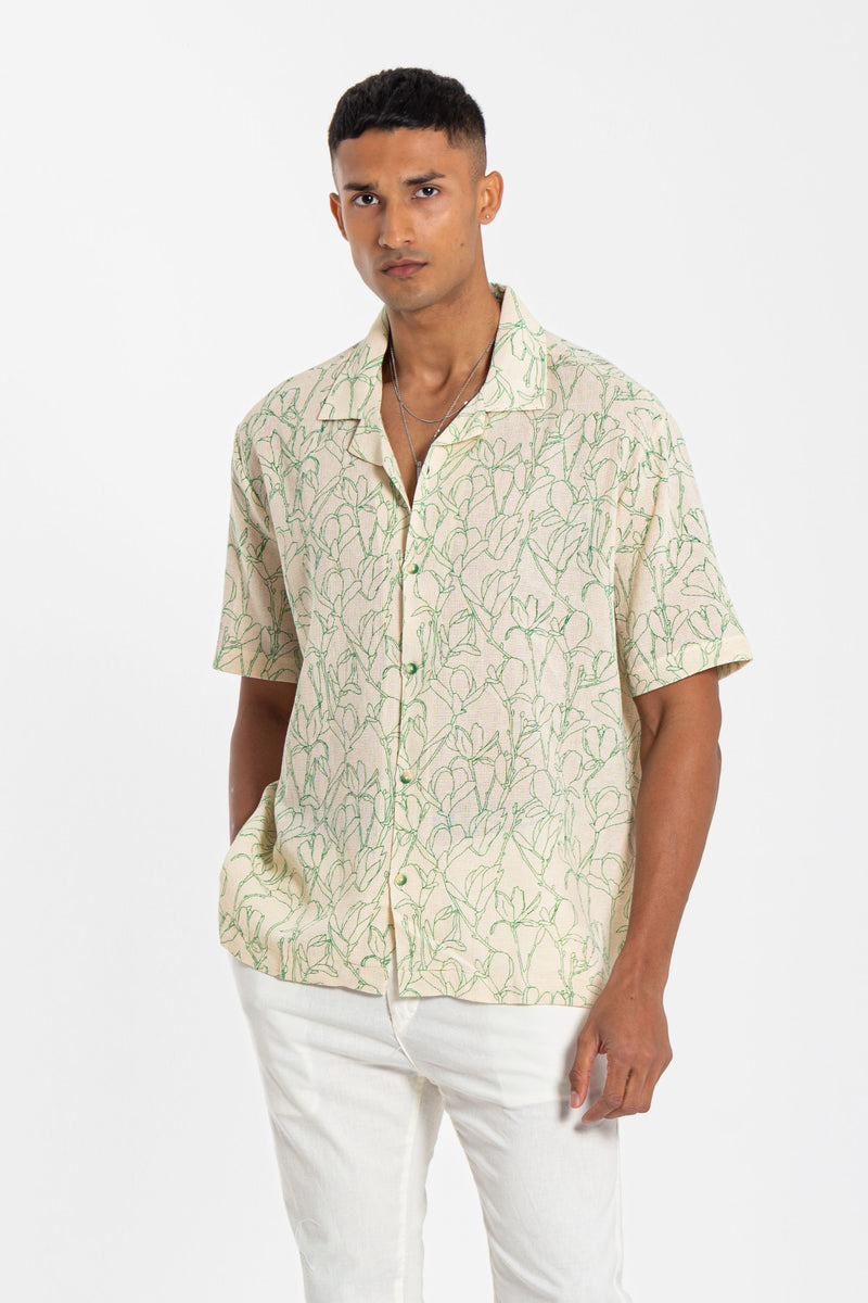 PRINTED LINEN BLEND SHIRT