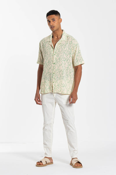 PRINTED LINEN BLEND SHIRT