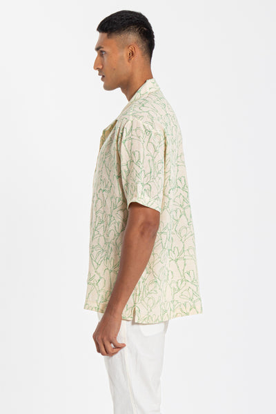 PRINTED LINEN BLEND SHIRT