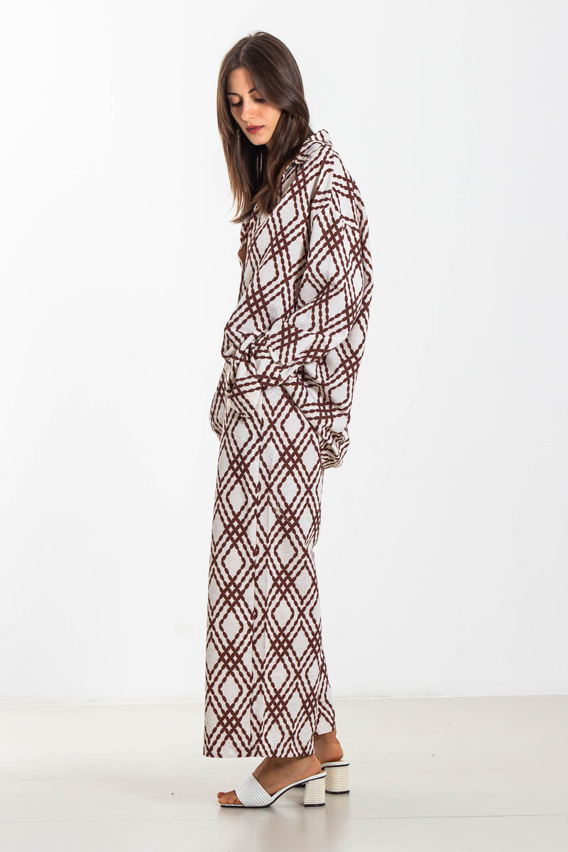 PRINTED LINEN BLEND SHIRT SET