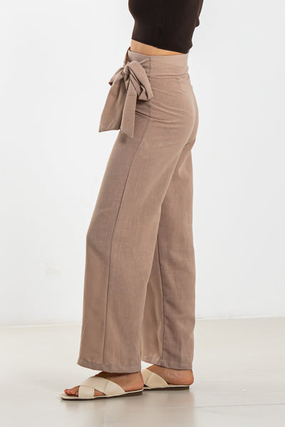 LINEN BLEND WRAP TROUSERS