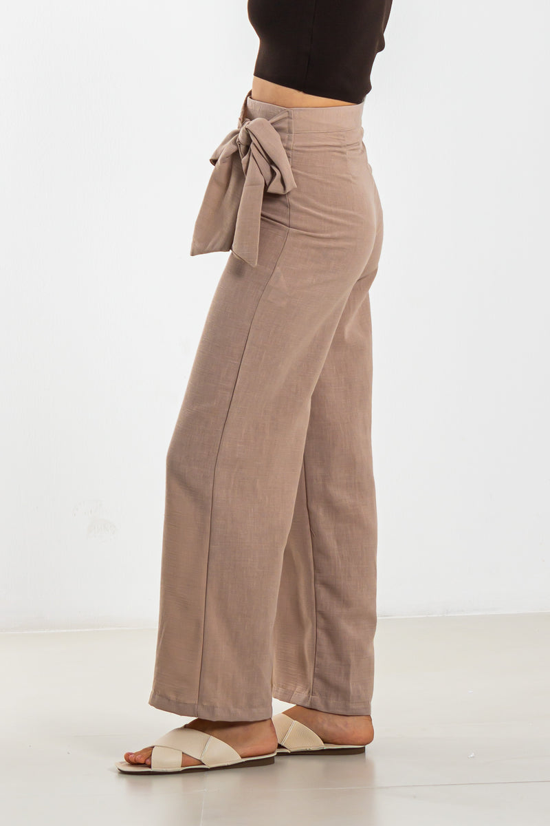 LINEN BLEND WRAP TROUSERS