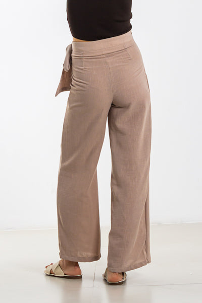 LINEN BLEND WRAP TROUSERS