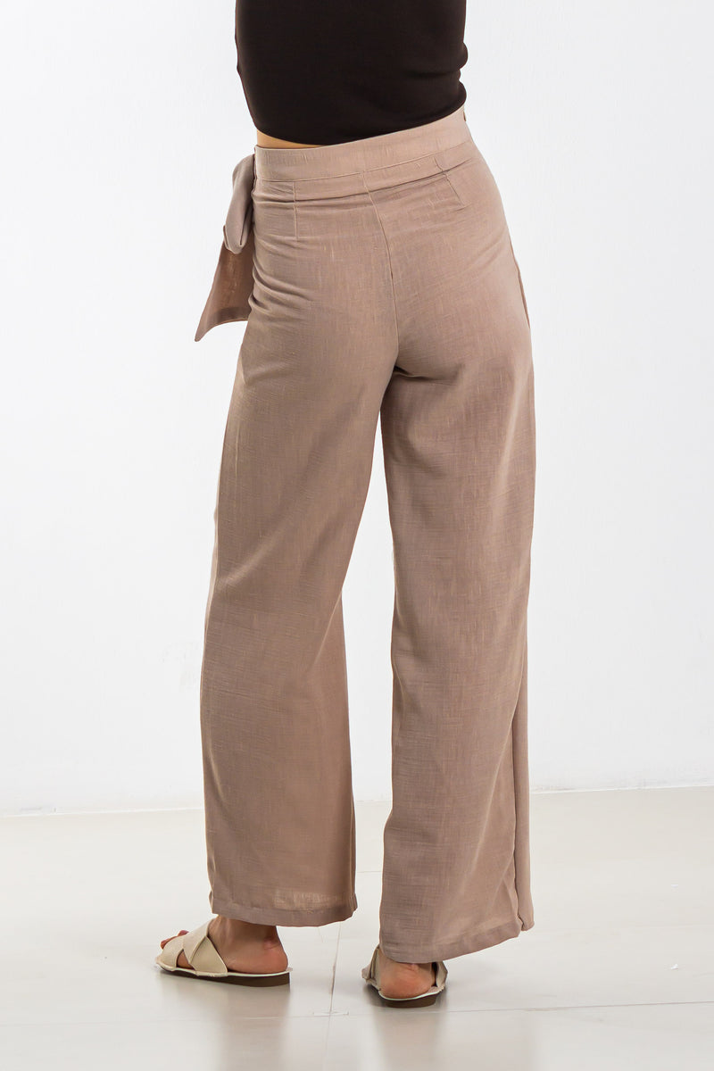 LINEN BLEND WRAP TROUSERS