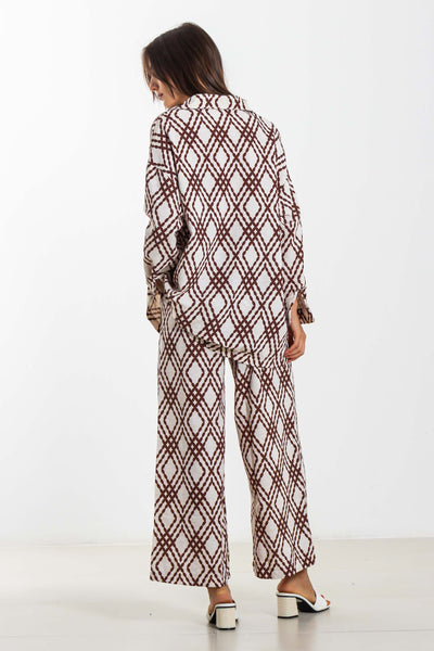 PRINTED LINEN BLEND SHIRT SET