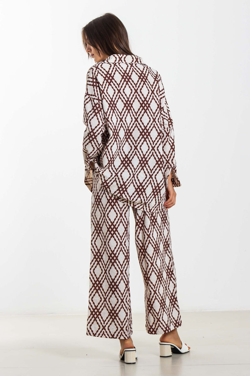 PRINTED LINEN BLEND SHIRT SET