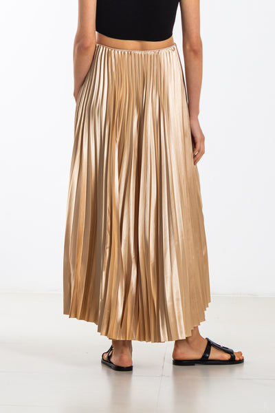PLEATED SATIN MIDI SKIRT