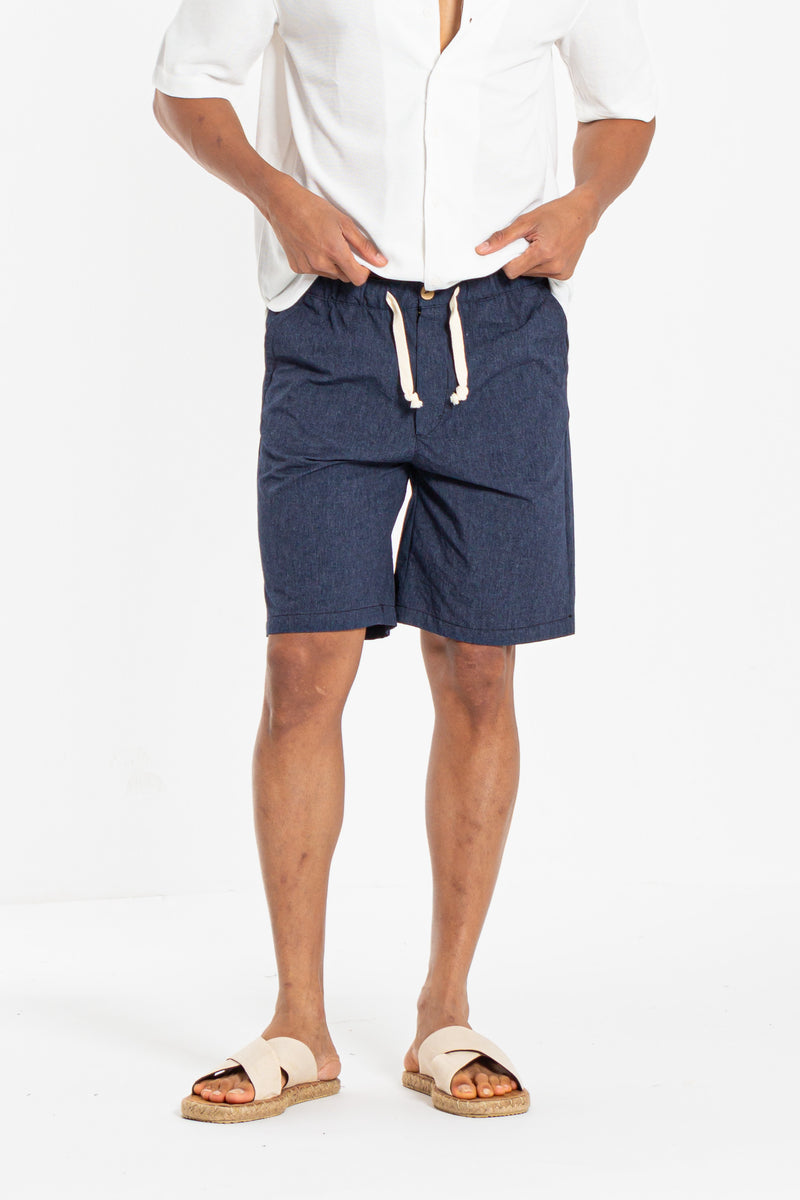 LINEN BLEND JOGGER WAIST SHORTS
