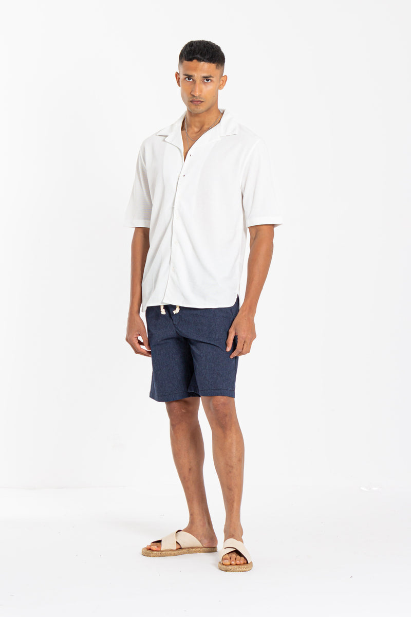 LINEN BLEND JOGGER WAIST SHORTS