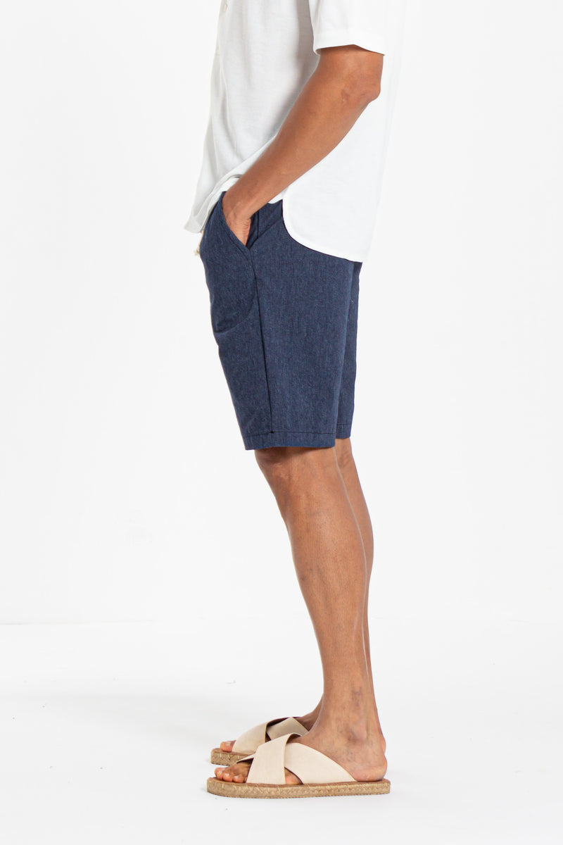 LINEN BLEND JOGGER WAIST SHORTS