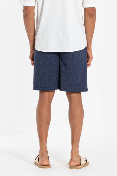 LINEN BLEND JOGGER WAIST SHORTS