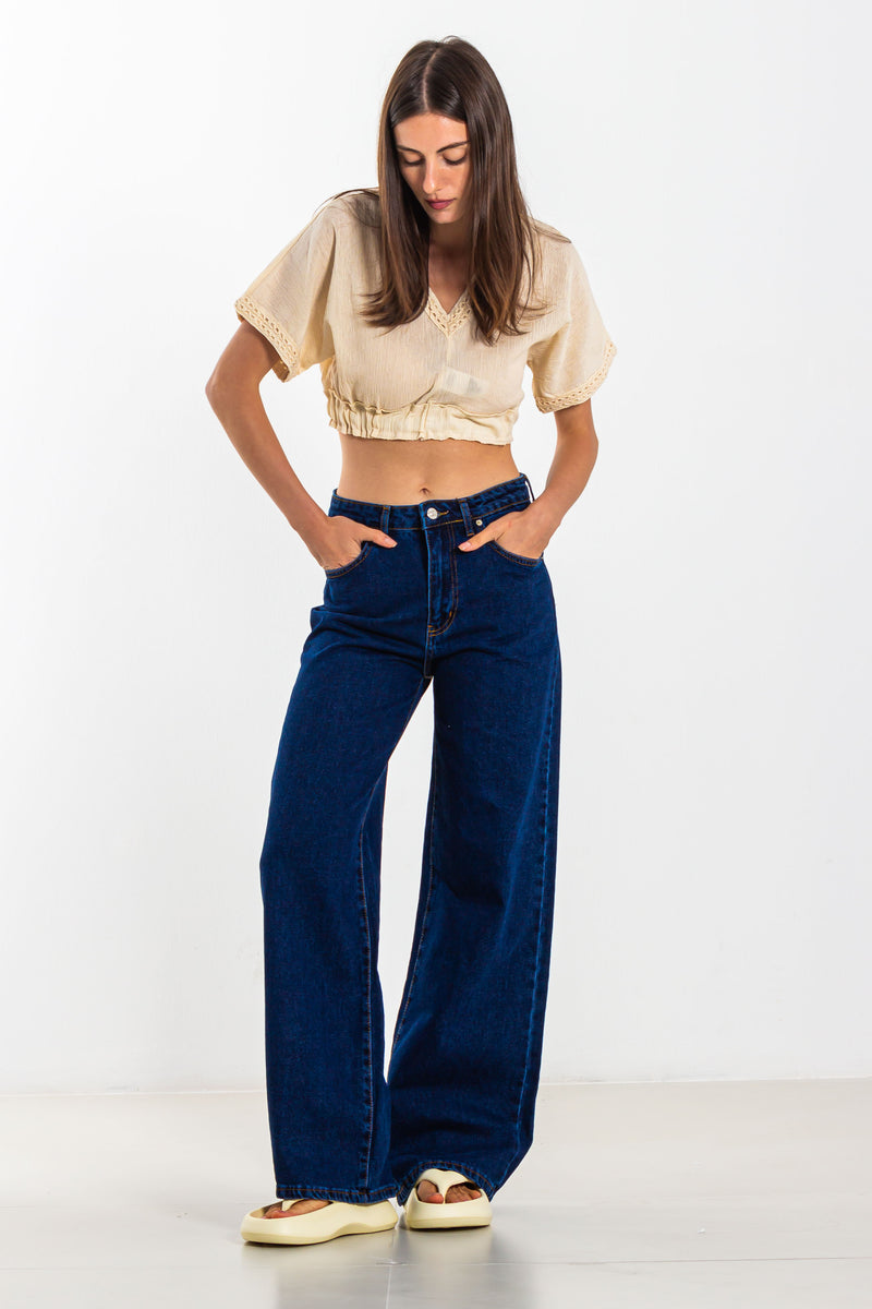 WIDE LEG DENIM JEANS