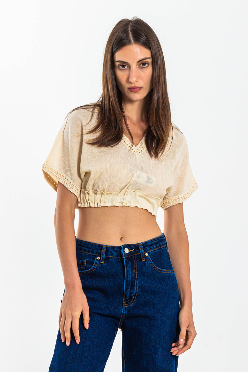 CROP TOP WITH CUTWORK EMBROIDERY