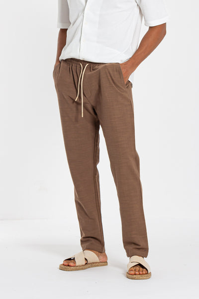 LINEN BLEND JOGGER WAIST TROUSERS