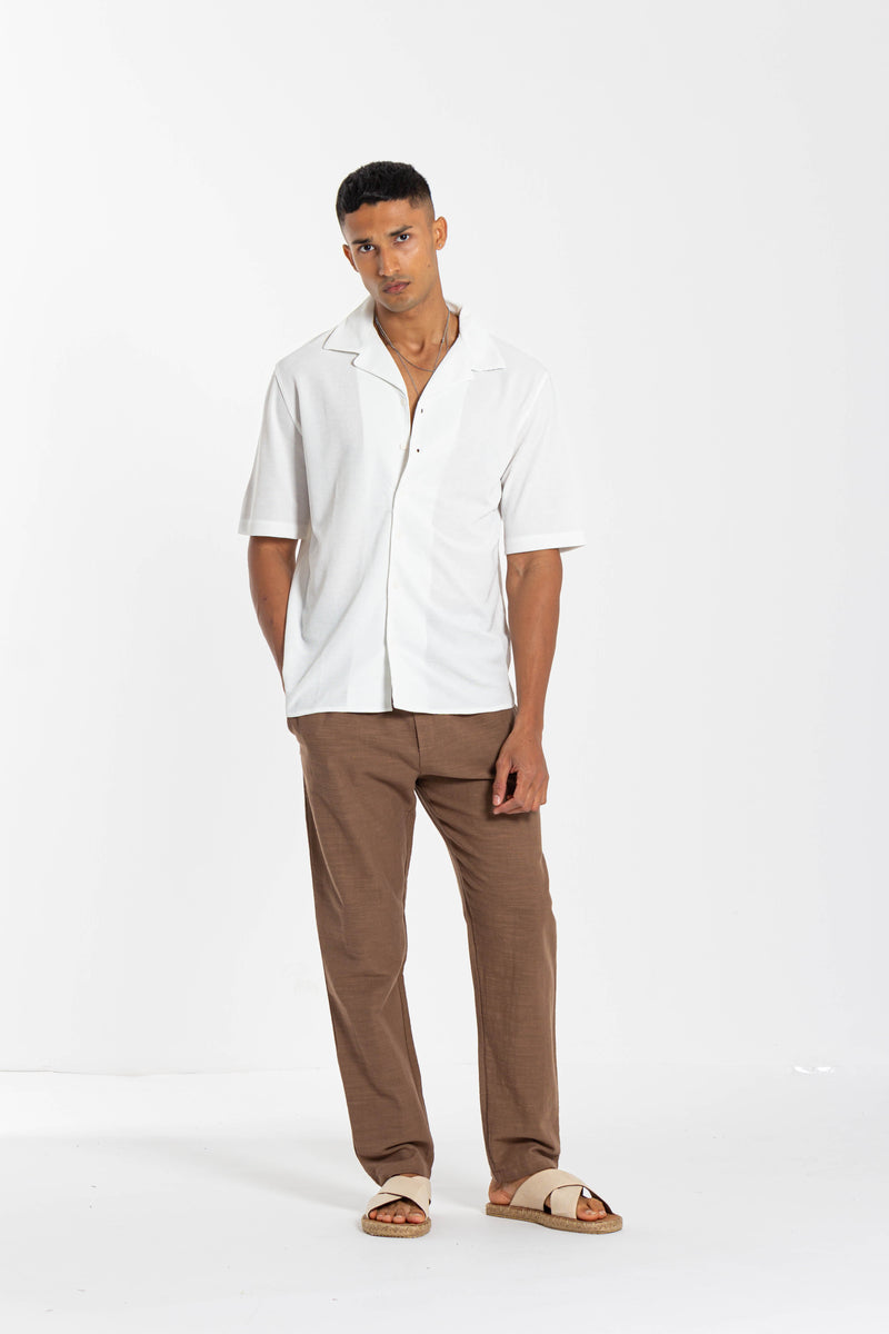 LINEN BLEND JOGGER WAIST TROUSERS