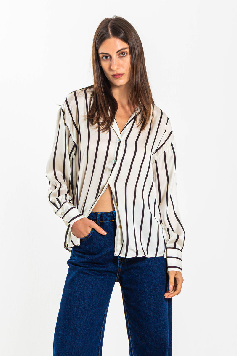 STRIPED SATIN SHIRT