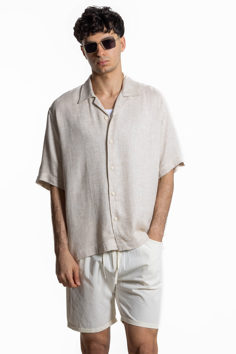 TEXTURED LINEN BLEND SHIRT