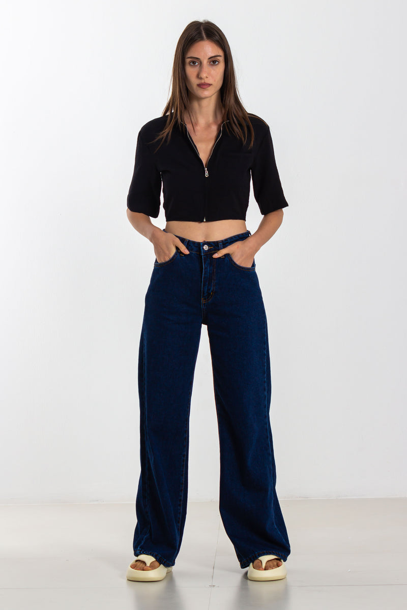 DETAILED LINEN BLEND CROP SHIRT