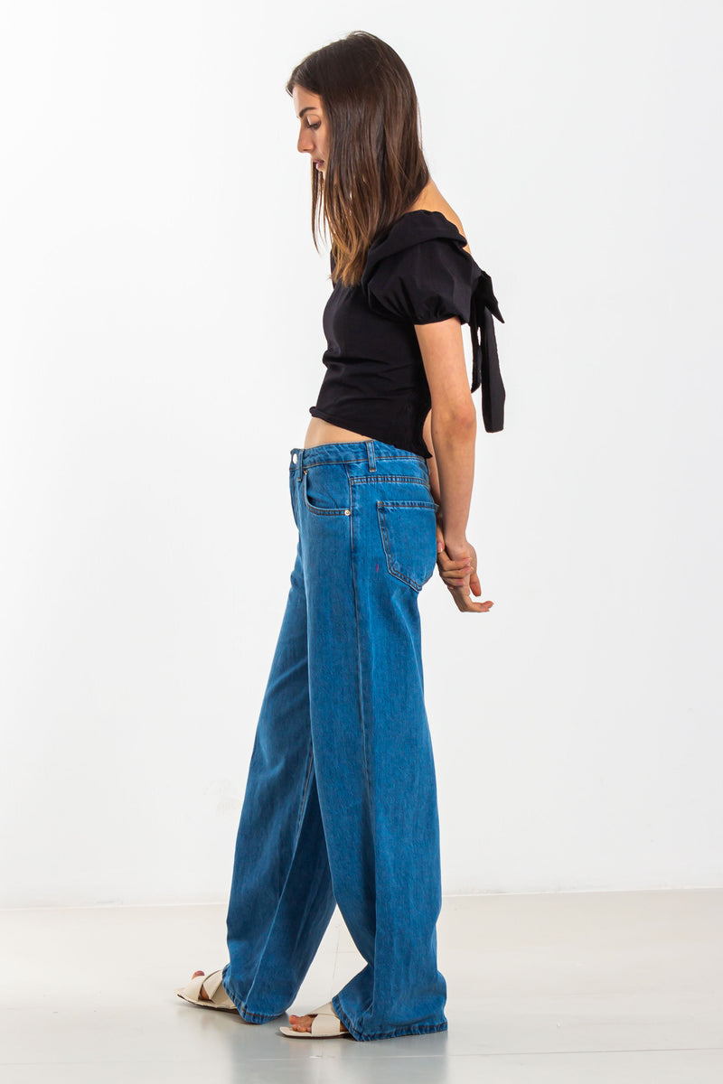 PUFF SLEEVE TOP WITH BACK TIE