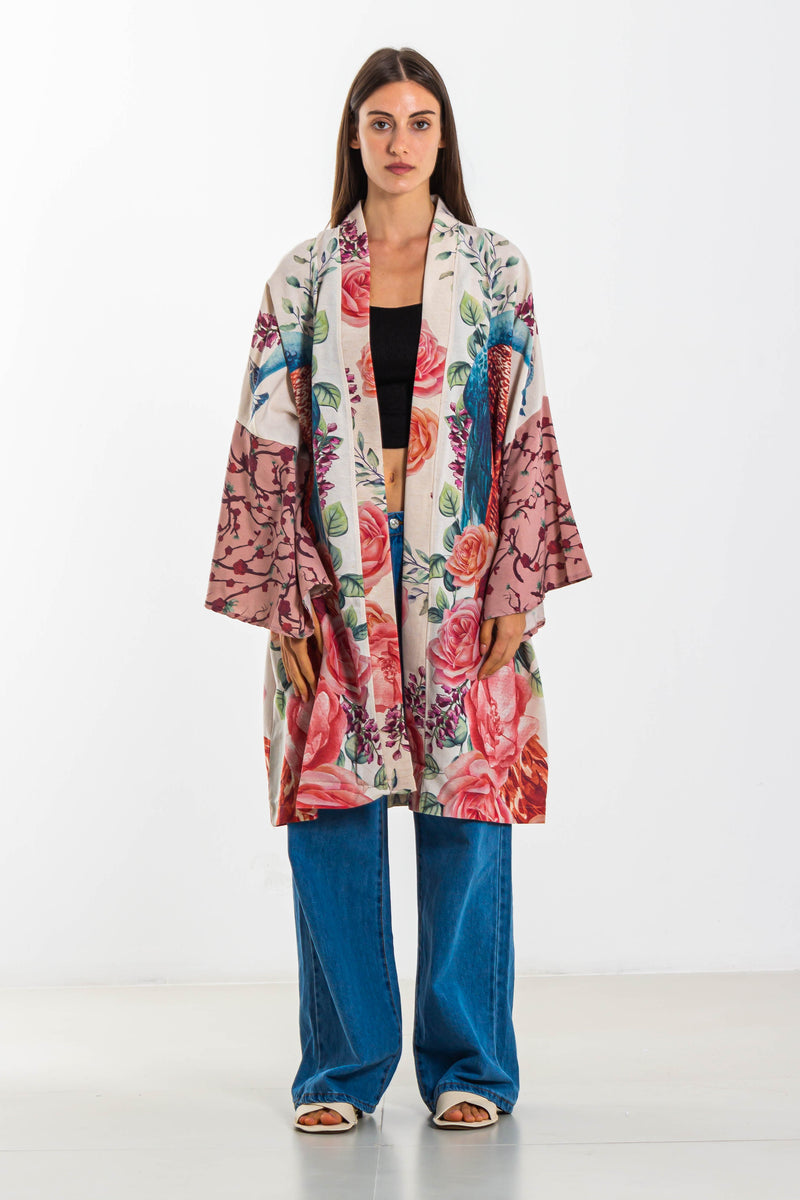 PRINTED LINEN KIMONO
