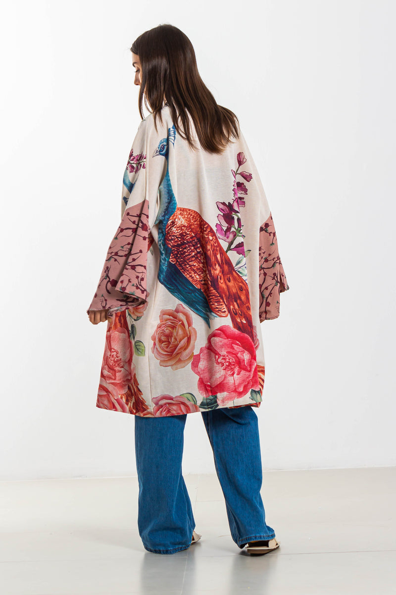 PRINTED LINEN KIMONO