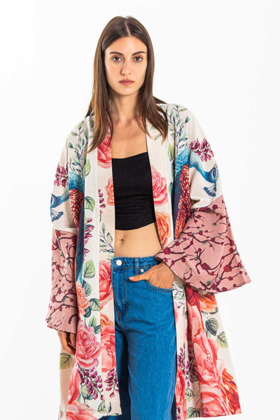PRINTED LINEN KIMONO