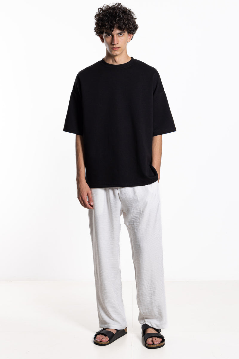 STRAIGHT FIT SOFT JOGGER WAIST TROUSERS