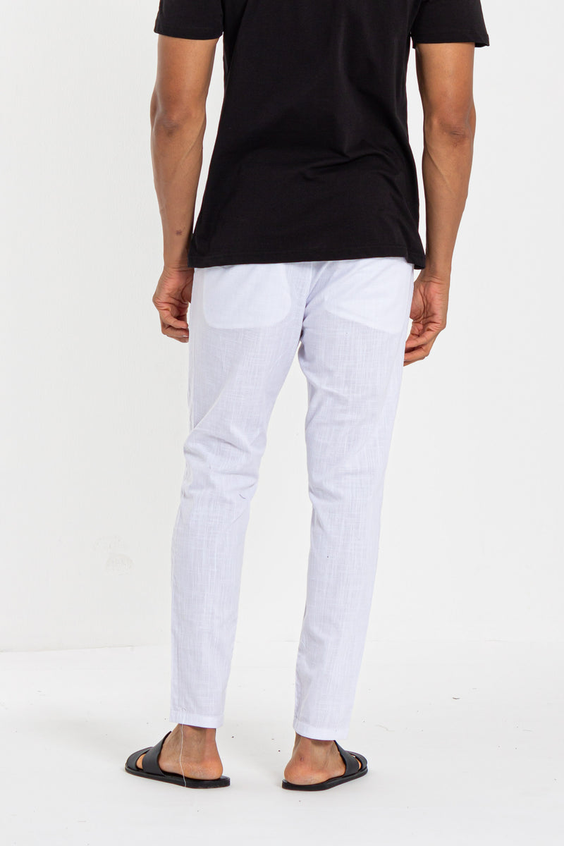 LINEN BLEND TEXTURED TROUSERS