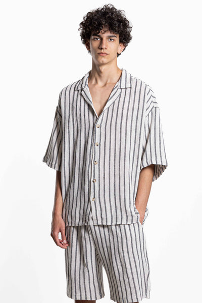STRIPED KNITTED SHIRT SET