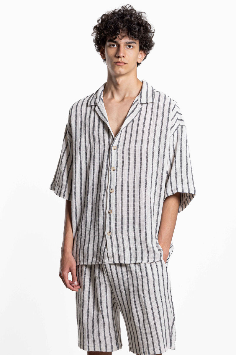 STRIPED KNITTED SHIRT SET