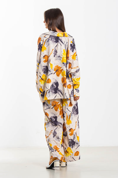 PRINTED LINEN BLEND SHIRT SET