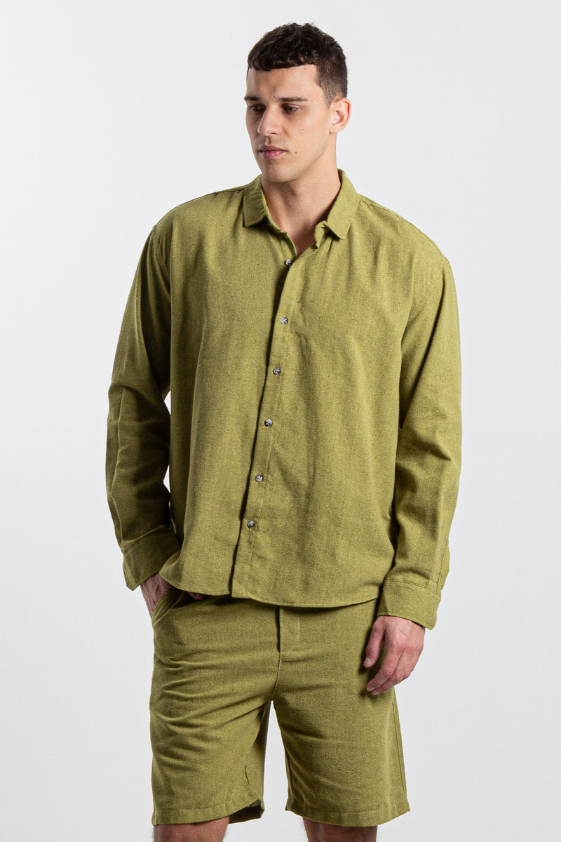 LINEN BLEND SHIRT SET