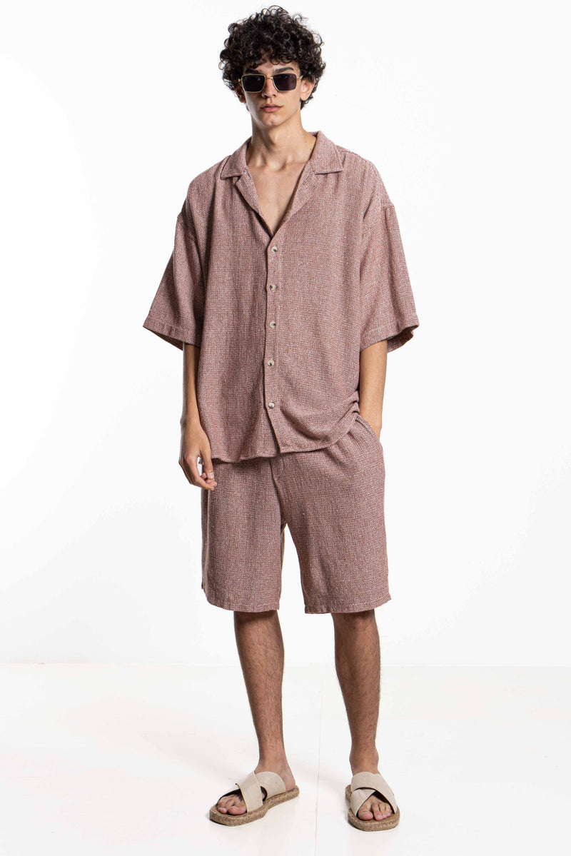 TEXTURED KNIT SHIRT SET