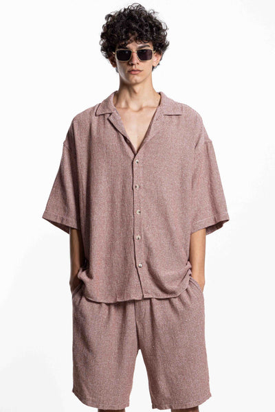 TEXTURED KNIT SHIRT SET