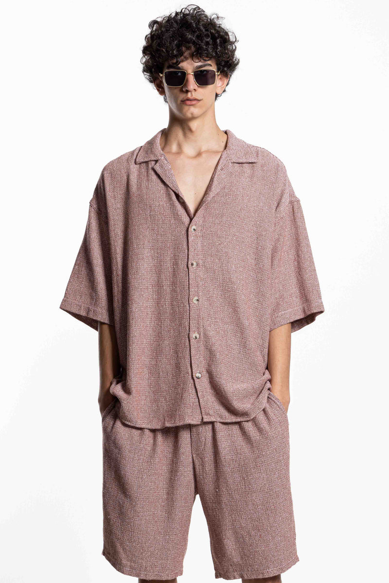 TEXTURED KNIT SHIRT SET