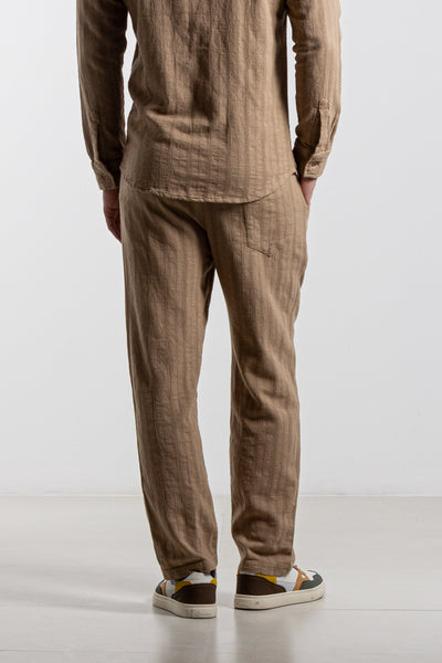 STRIPED LINEN BLEND TROUSERS