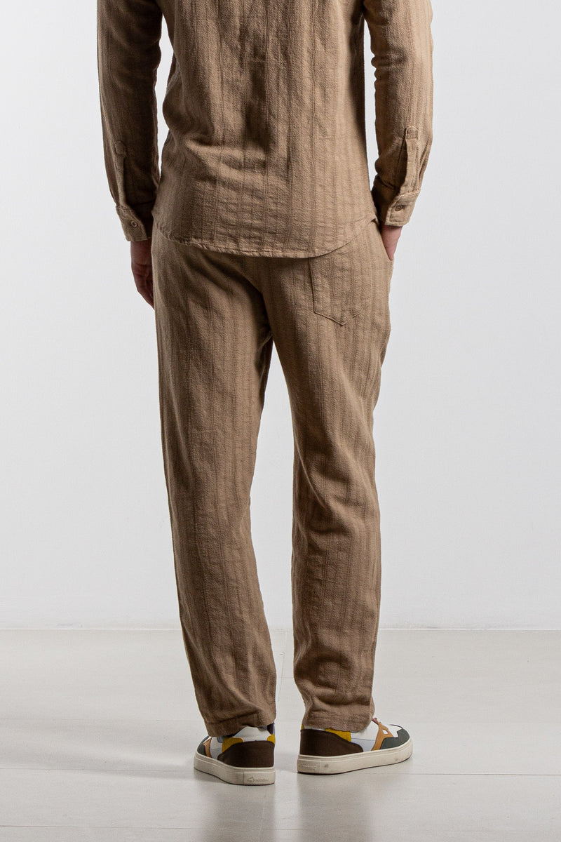 STRIPED LINEN BLEND TROUSERS