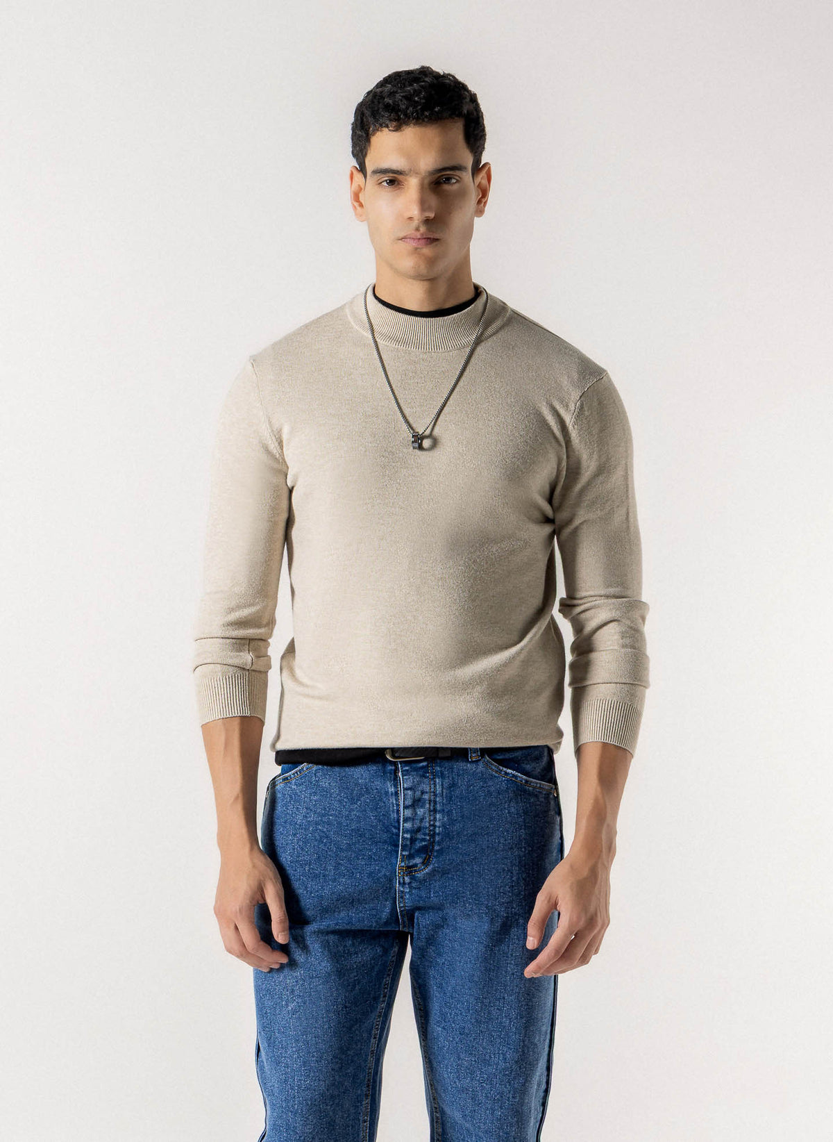 SOFT MOCK NECK KNIT SWEATER