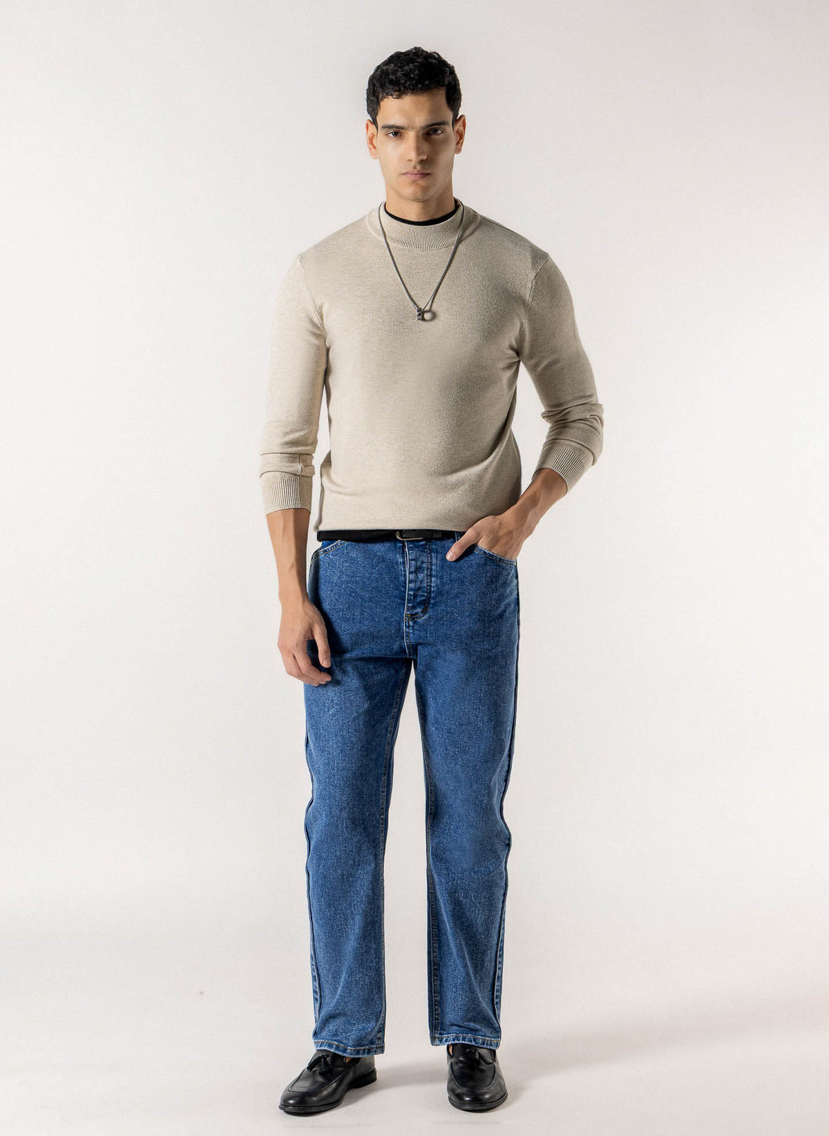 SOFT MOCK NECK KNIT SWEATER