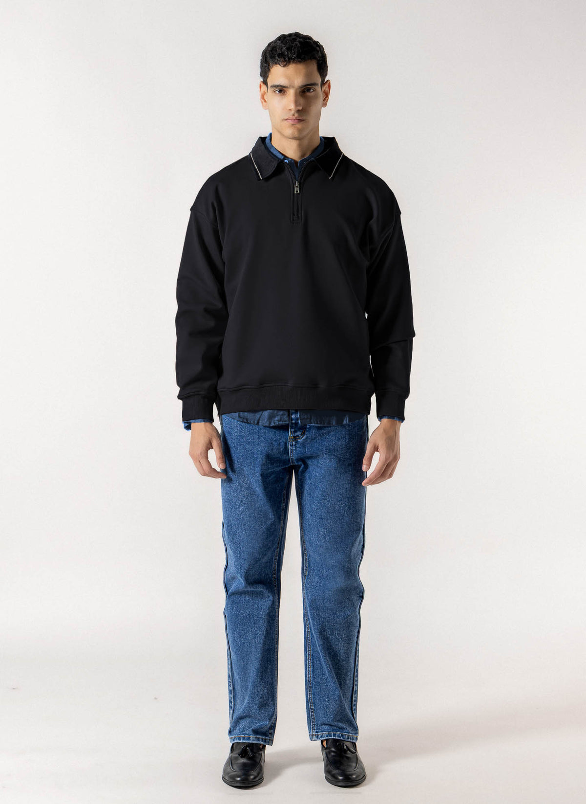 CONTRAST POLO QUARTER-ZIP SWEATSHIRT