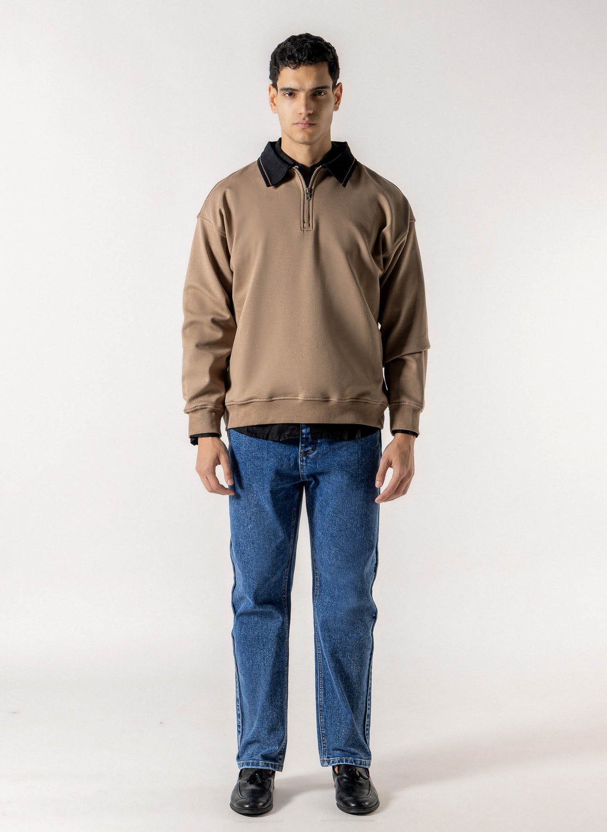 CONTRAST POLO QUARTER-ZIP SWEATSHIRT