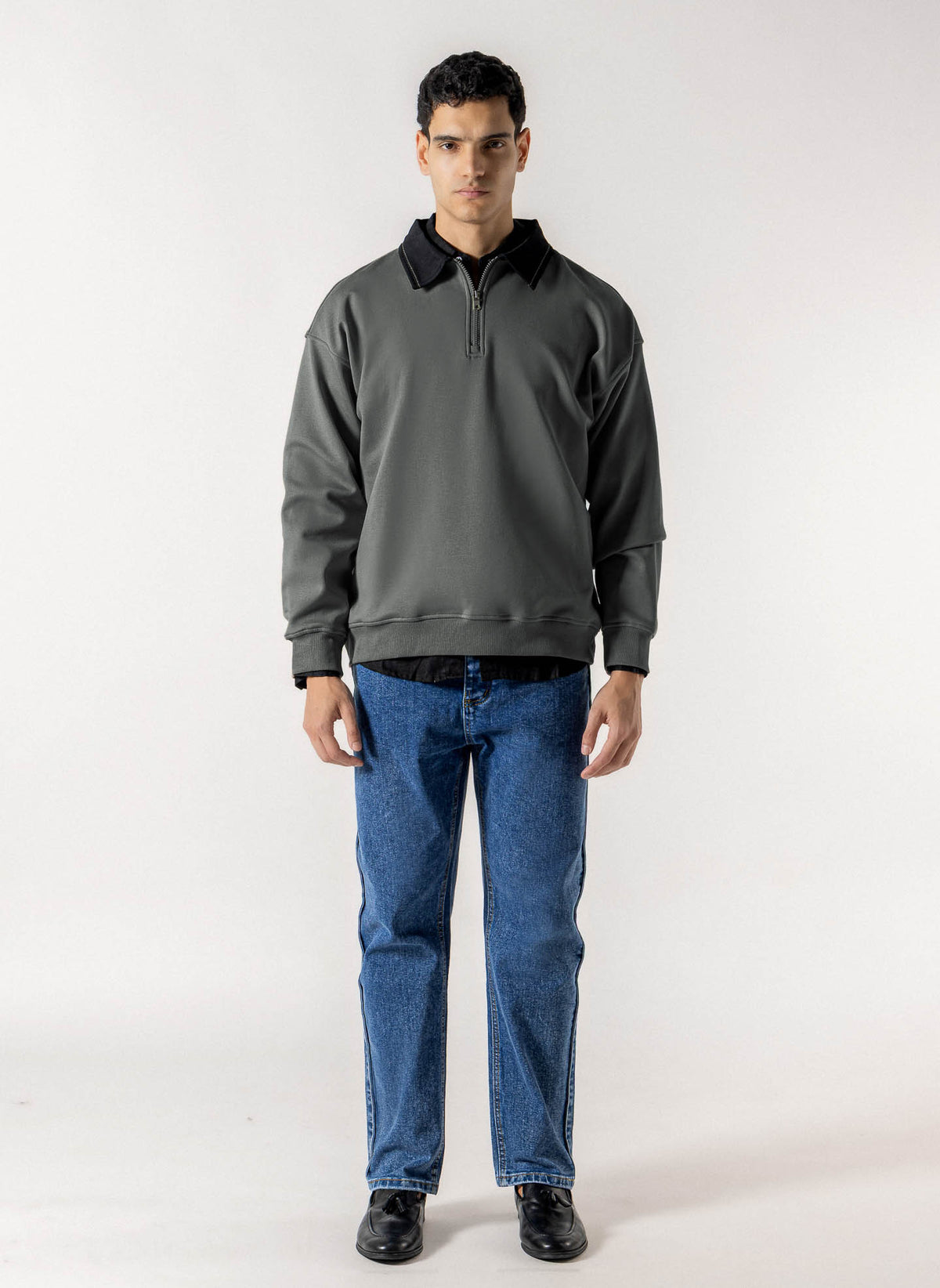 CONTRAST POLO QUARTER-ZIP SWEATSHIRT