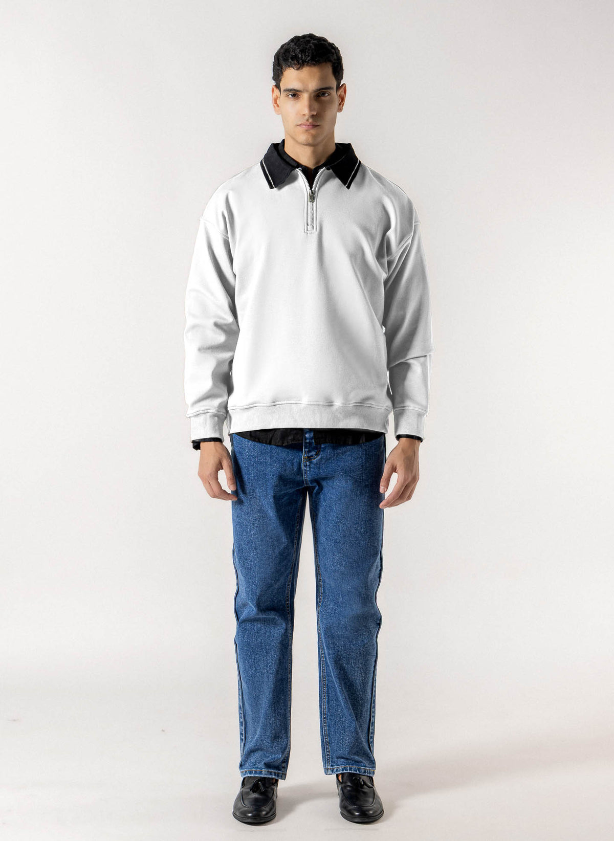 CONTRAST POLO QUARTER-ZIP SWEATSHIRT