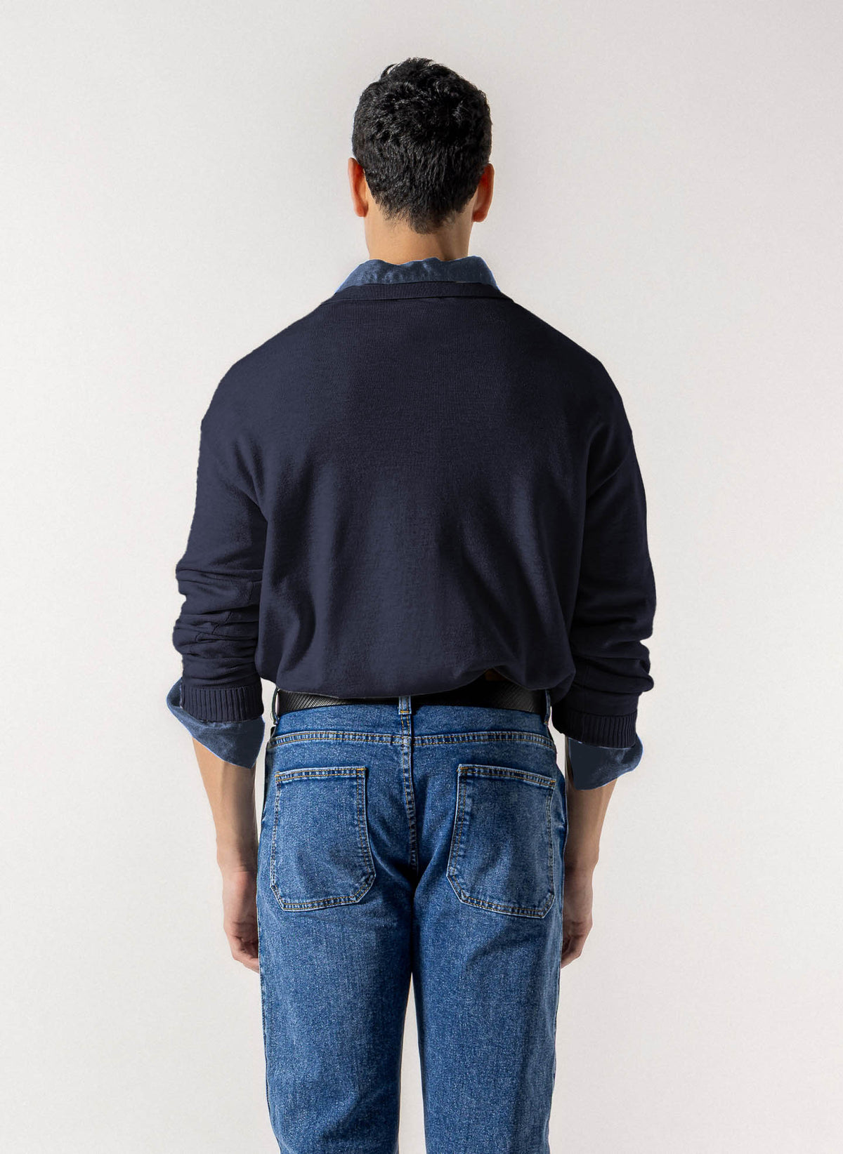 V NECK COLLARED POLO SWEATER