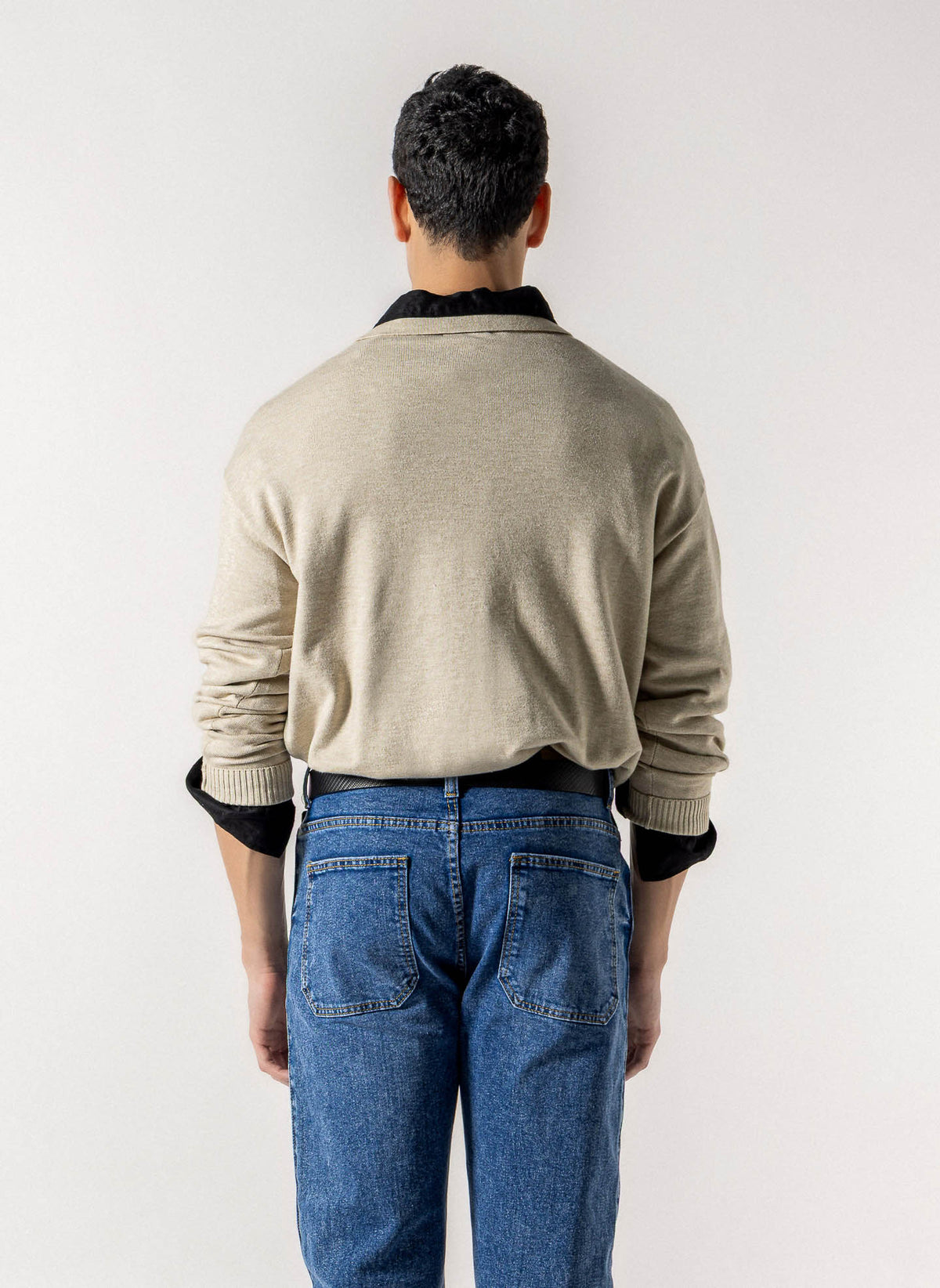 V NECK COLLARED POLO SWEATER