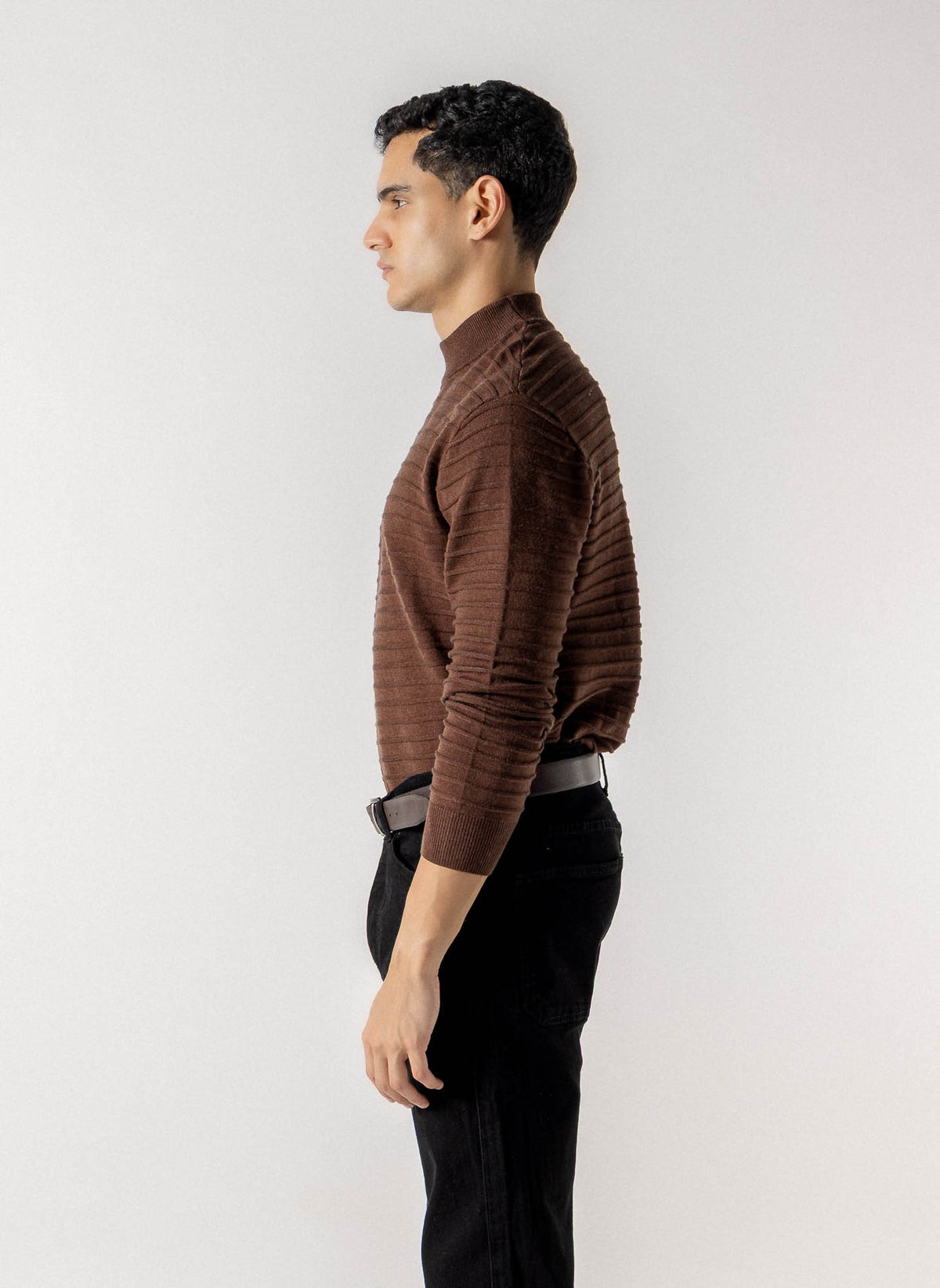 MOCK KNIT TEXTURED SWEATER