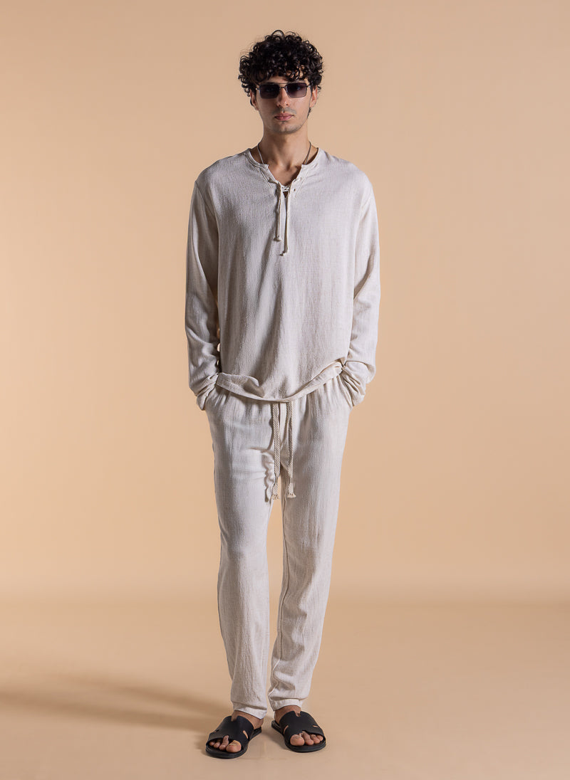 LINEN BLEND COMFORT TROUSER SET