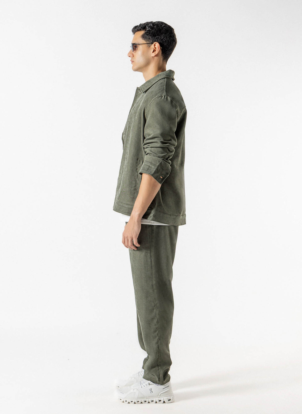 FAUX SUEDE BUTTON JACKET SET