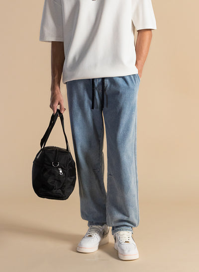 SOFT JOGGER WAIST DENIM TROUSERS